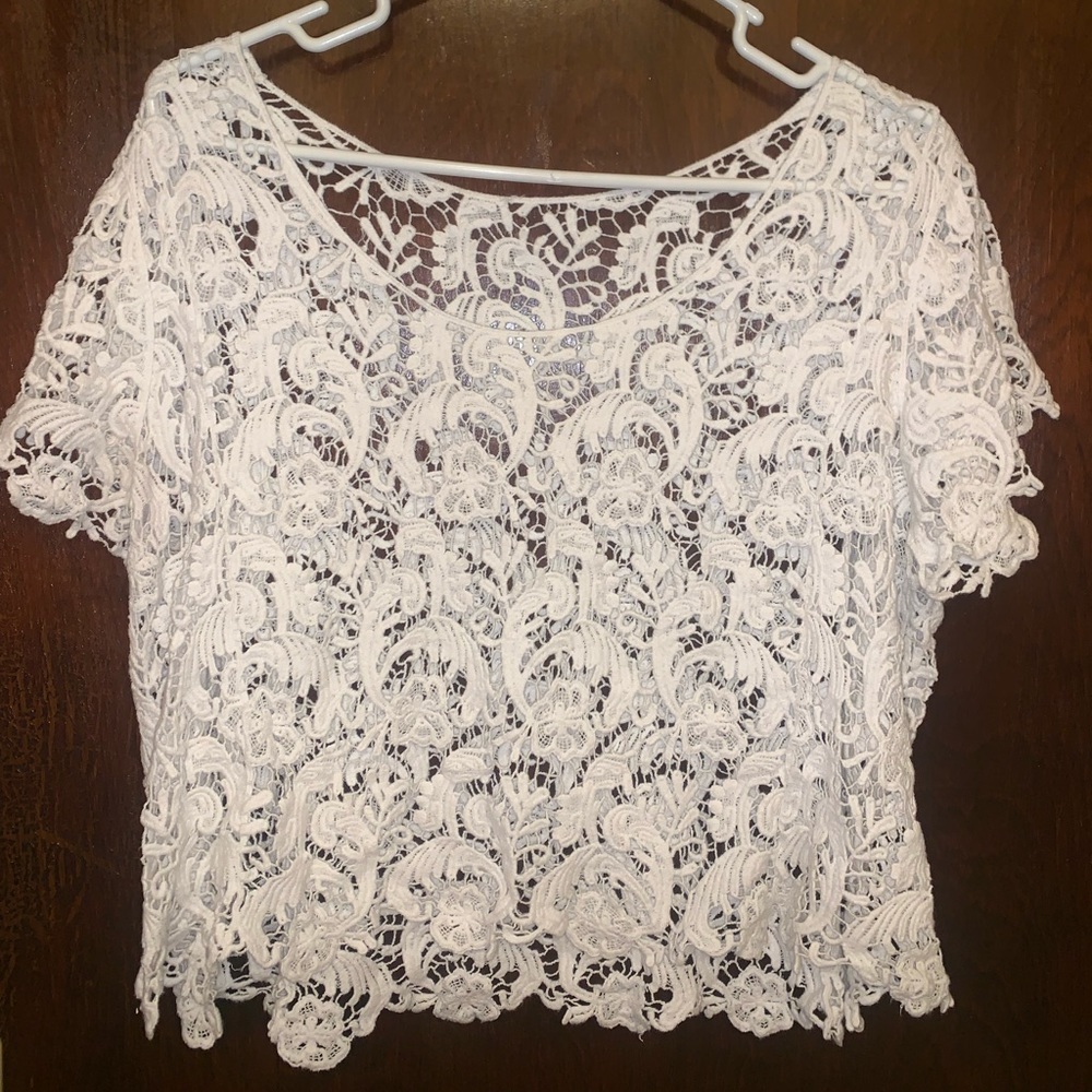 Sheer Lace White Top